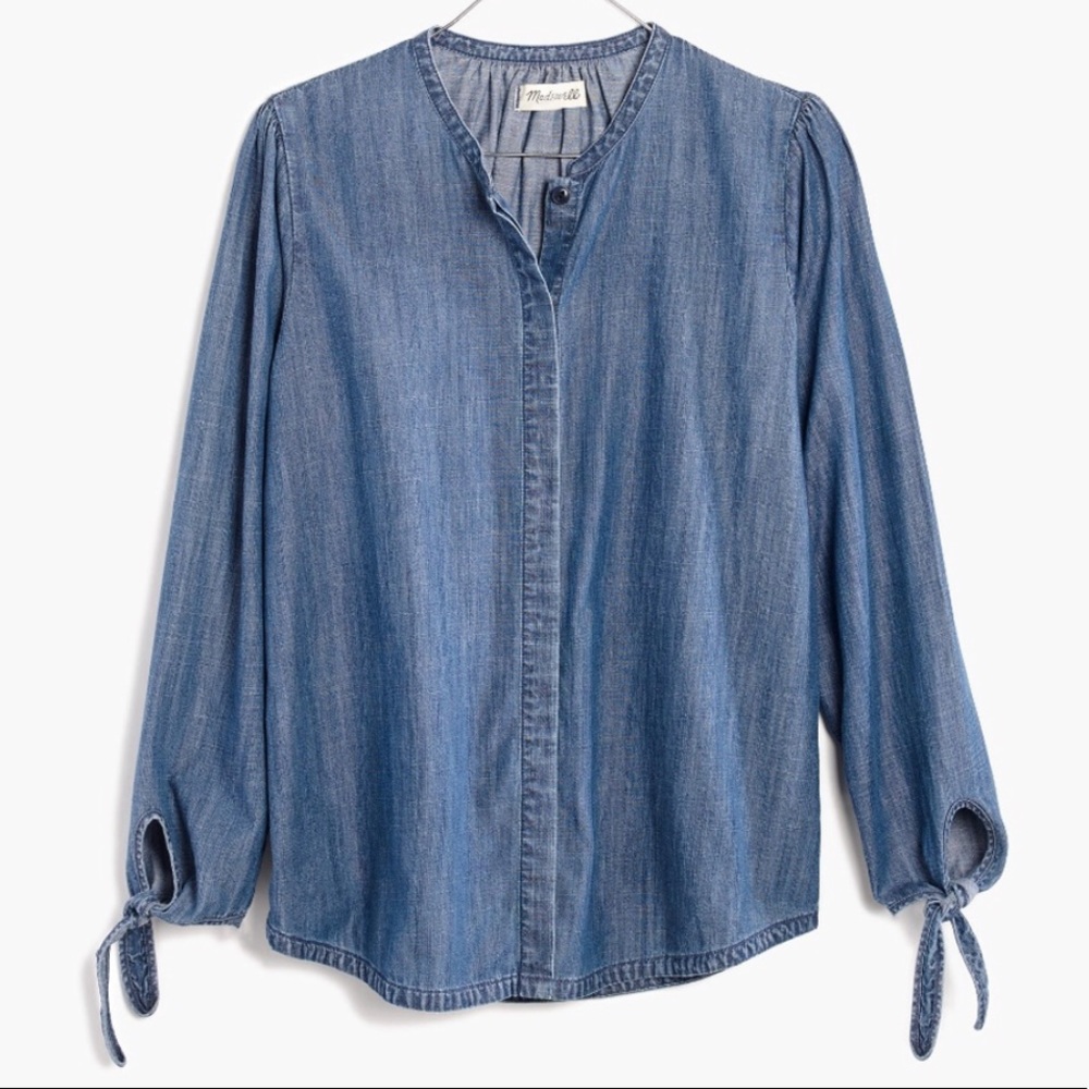 Madewell Tie Sleeve Chambray Top